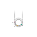 10KW 3 Name and Birthstone w/ 14k Bezel Cut Out Circle Necklace