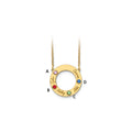 14KY 4 Name and Birthstone w/ 14k Bezel Cut Out Circle Necklace