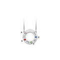 10KW 4 Name and Birthstone w/ 14k Bezel Cut Out Circle Necklace