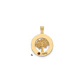 14KY Family Tree in Circle 1 Name and Birthstone w/ 14k Bezel Pendant