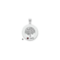 14KW Family Tree Circle 1 Names & Birthstones w/ 18k Rhodium Plated Bezel