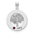 10KW Family Tree in Circle 1 Name and Birthstone w/ 14k Bezel Pendant