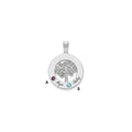 10KW Family Tree in Circle 2 Names and Birthstones w/ 14k Bezel Pendant