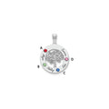 14KW Family Tree Circle 4 Names w/ Birthstones w/ 18k Rhodium Plated Bezels