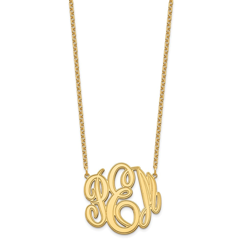 Sterling Silver/Gold-plated Etched Monogram Necklace