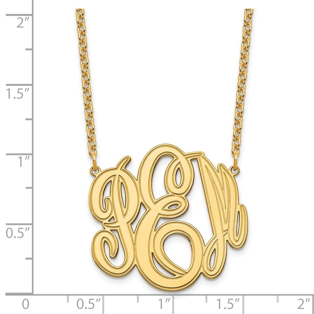 Sterling Silver/Gold-plated Etched Monogram Necklace