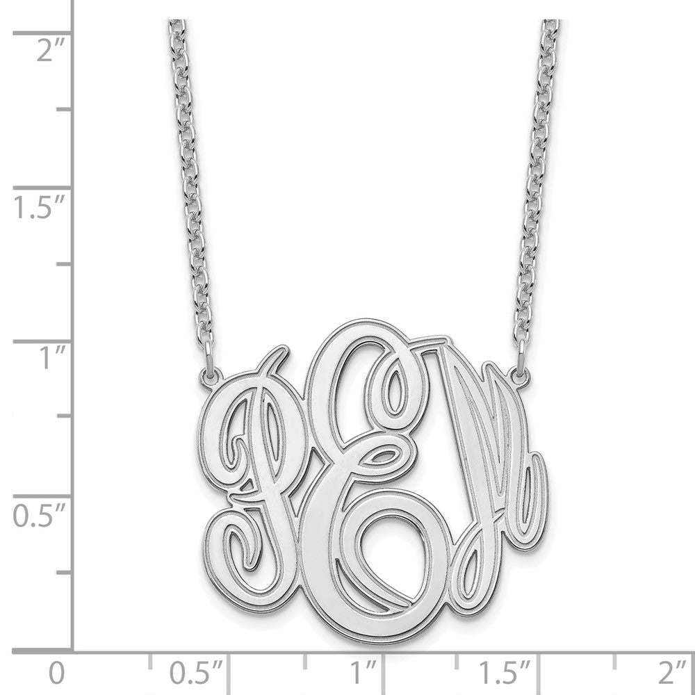 Sterling Silver/Rhodium-plated Etched Monogram Necklace
