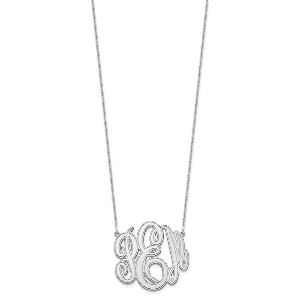 10k White Gold Etched Monogram Necklace