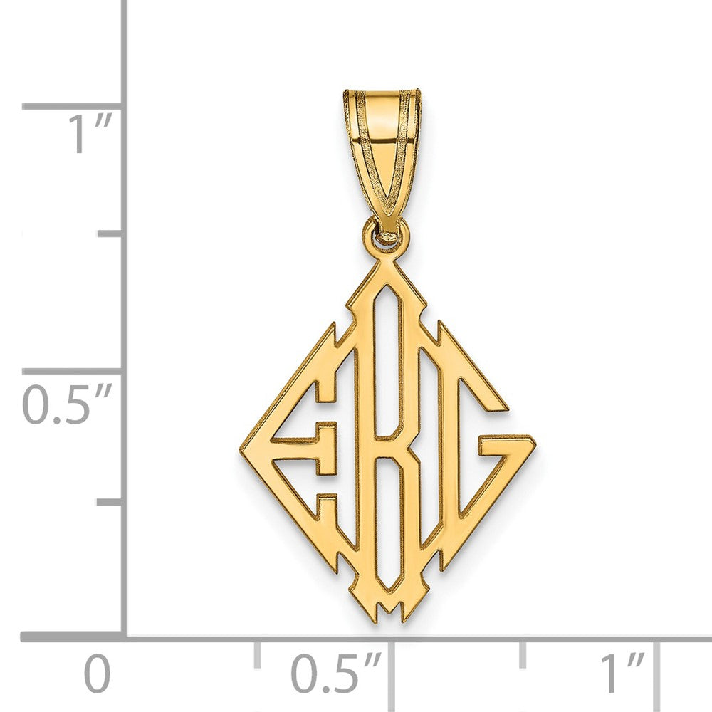Sterling Silver/Gold-plated Diamond Shape Monogram Pendant