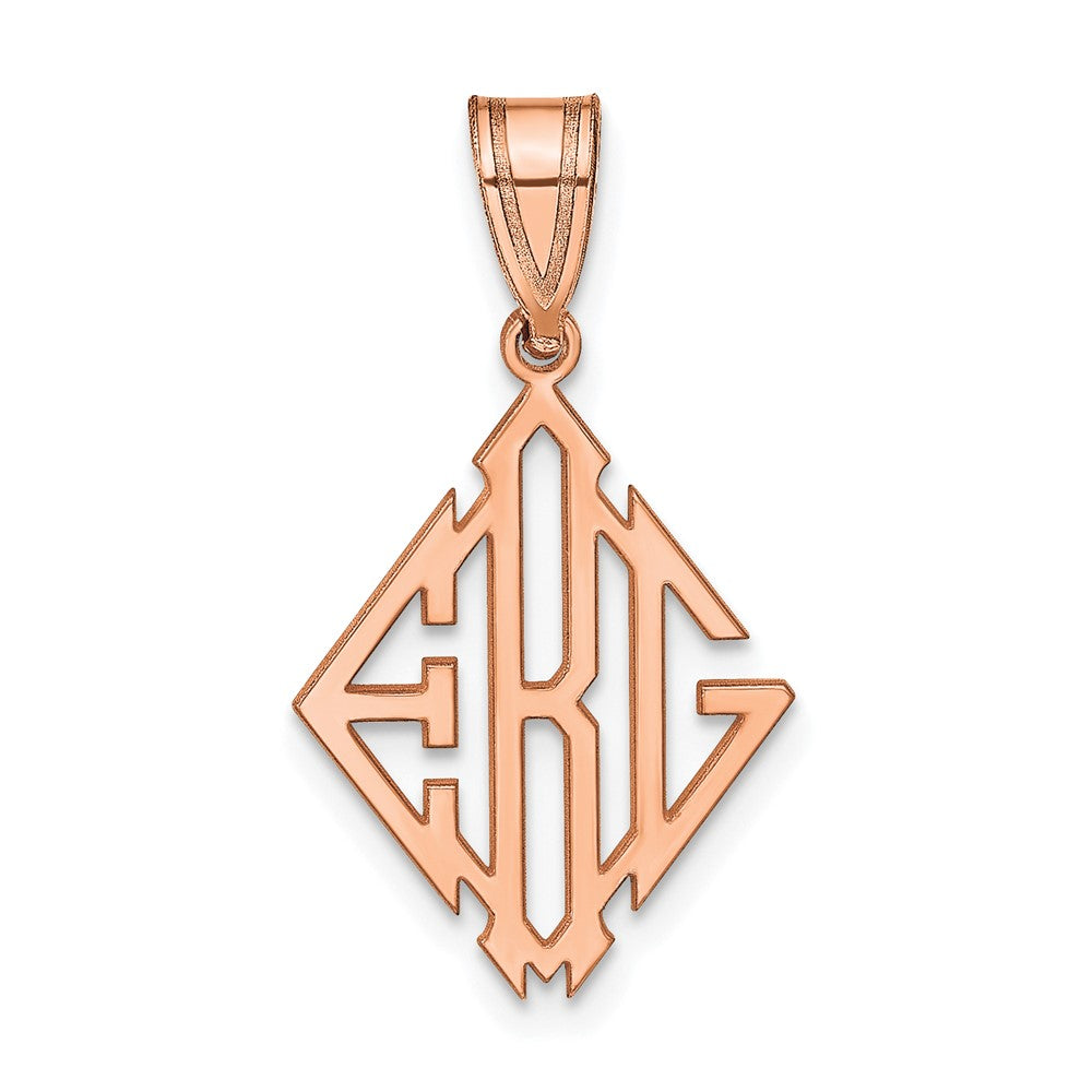 14k Rose Gold Diamond Shape Monogram Pendant