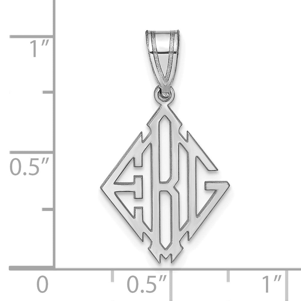 Sterling Silver/Rhodium-plated Diamond Shape Monogram Pendant