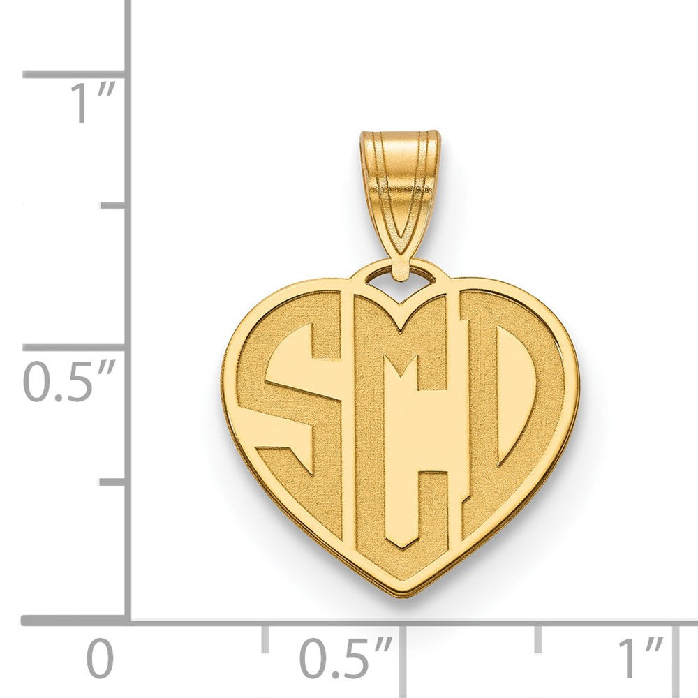 Sterling Silver/Gold-plated Etched Monogram Heart Pendant