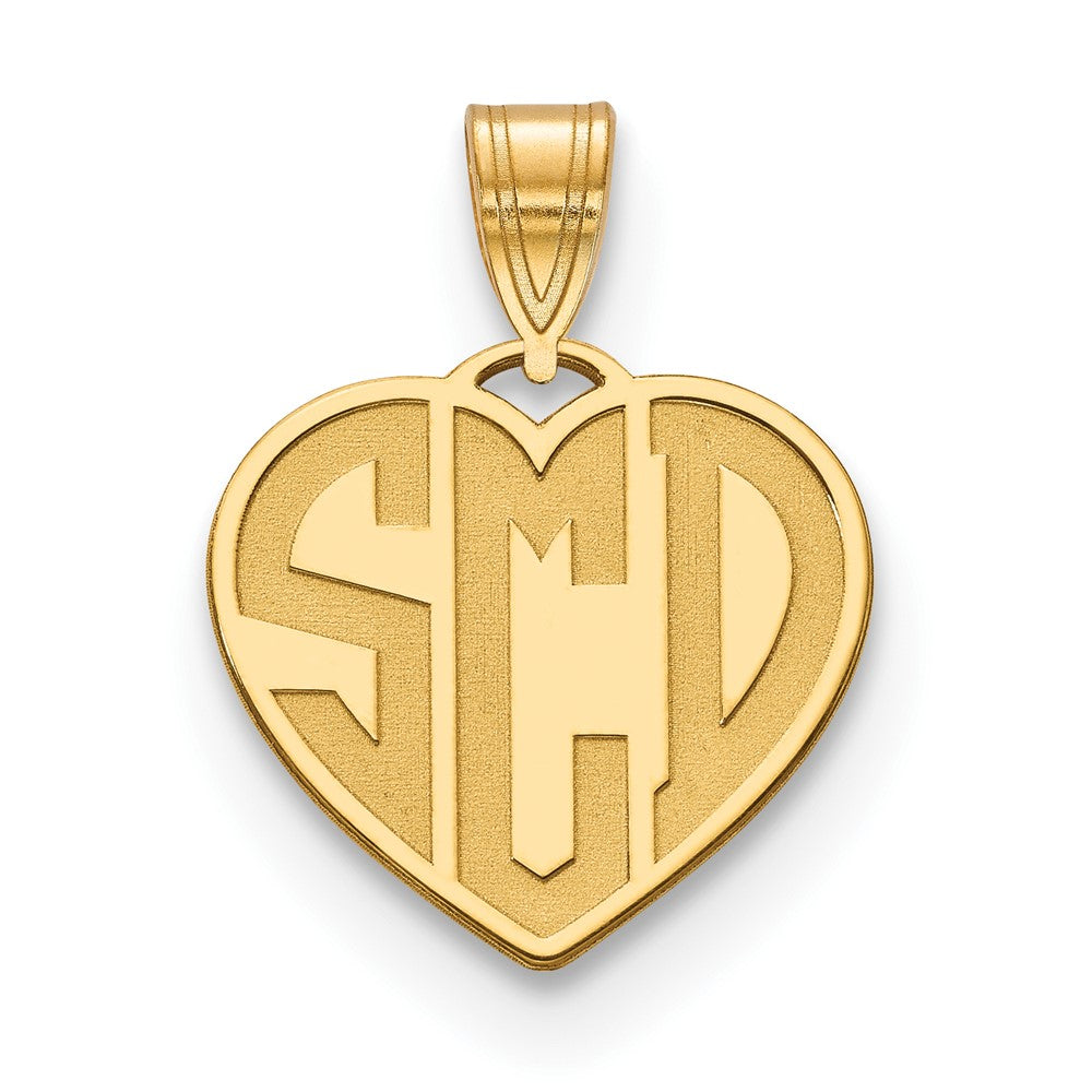 Sterling Silver/Gold-plated Etched Monogram Heart Pendant
