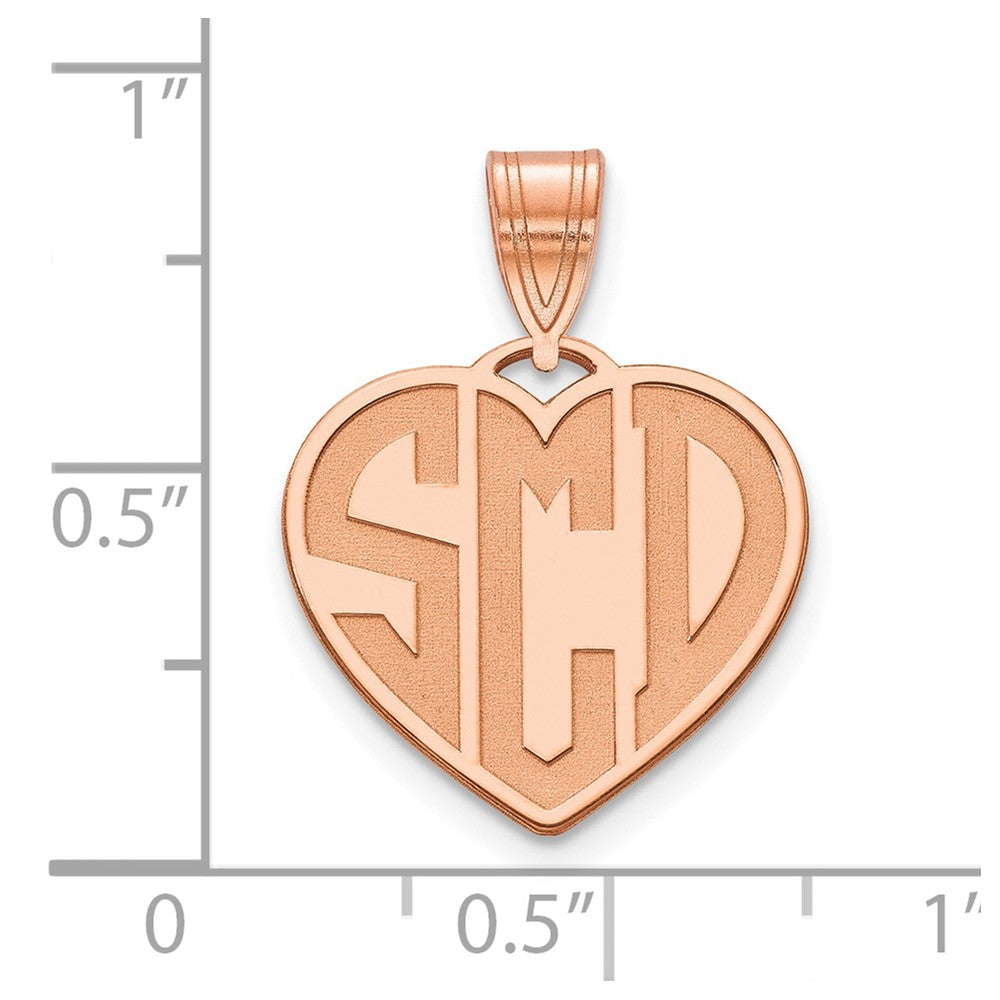 Sterling Silver/Rose-plated Etched Monogram Heart Pendant