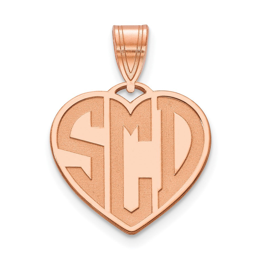 Sterling Silver/Rose-plated Etched Monogram Heart Pendant