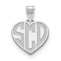 Sterling Silver/Rhodium-plated Etched Monogram Heart Pendant