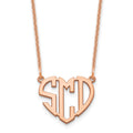 14k Rose Gold Heart Monogram Necklace