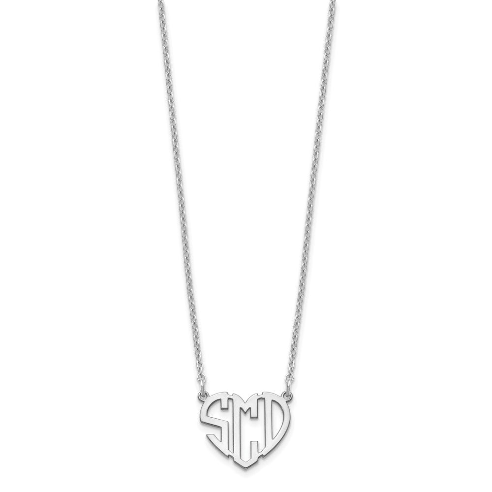Sterling Silver/Rhodium-plated Heart Monogram Necklace