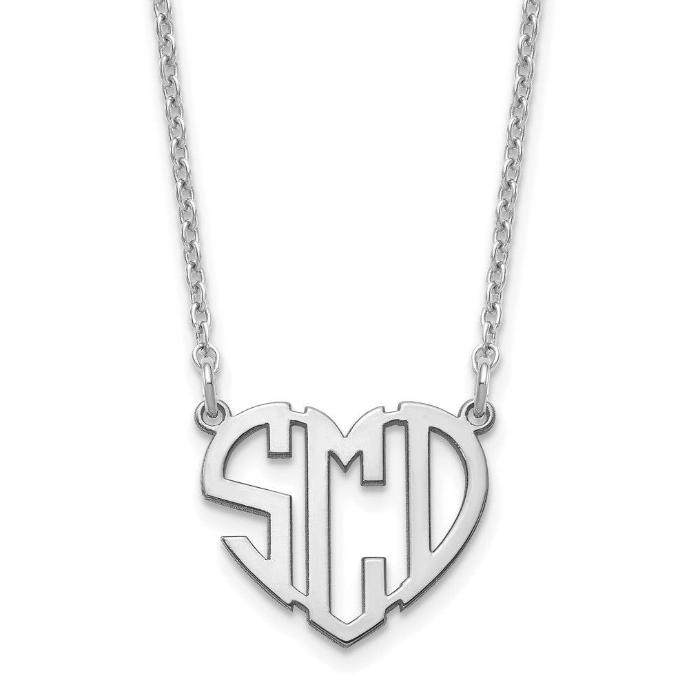 Sterling Silver/Rhodium-plated Heart Monogram Necklace