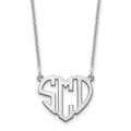 14k White Gold Heart Monogram Necklace