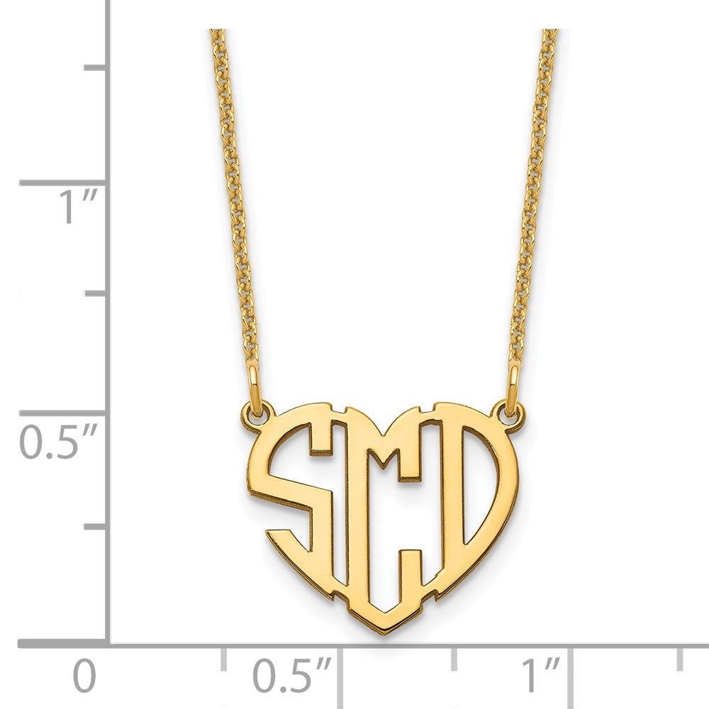 14k Yellow Gold Heart Monogram Necklace
