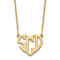14k Yellow Gold Heart Monogram Necklace