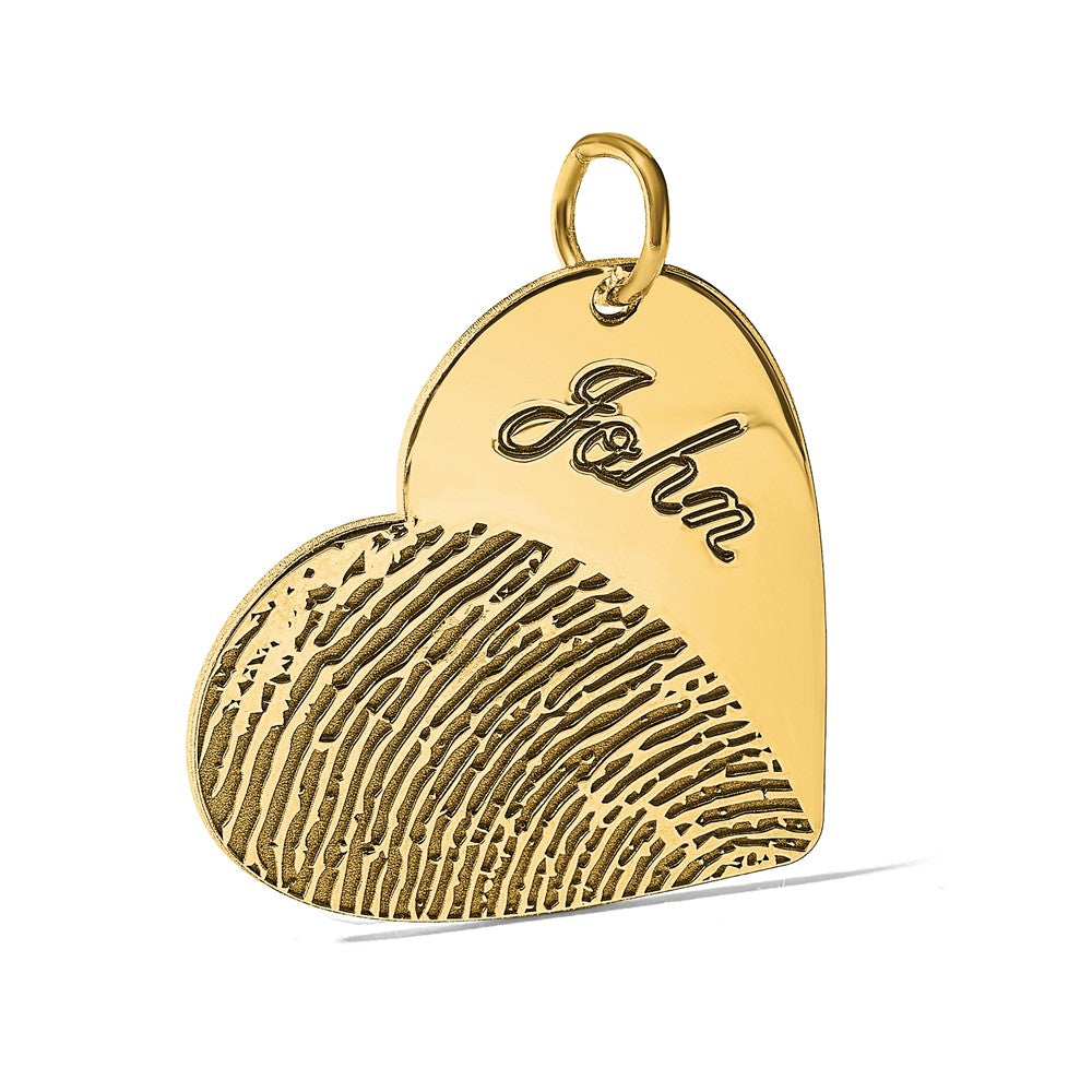 Sterling Silver/Gold-plated Name and Fingerprint Heart Charm