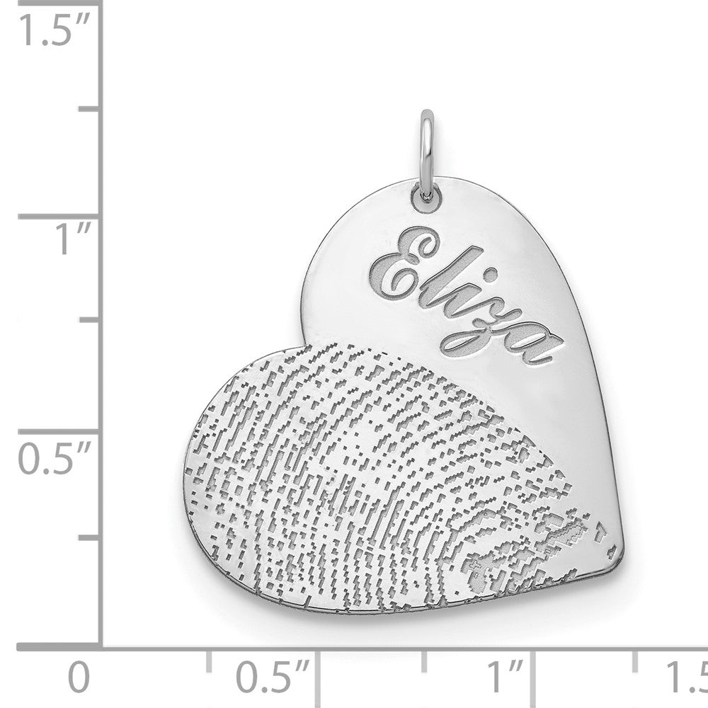 Sterling Silver/Rhodium-plated Name and Fingerprint Heart Charm