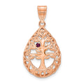14K Rose Gold 1 Birthstone Tree of Life Tear Drop Pendant