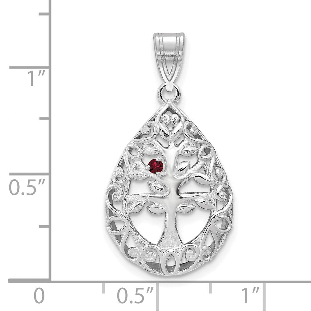 14KW 1 Birthstone Tree of Life Tear Drop Pendant