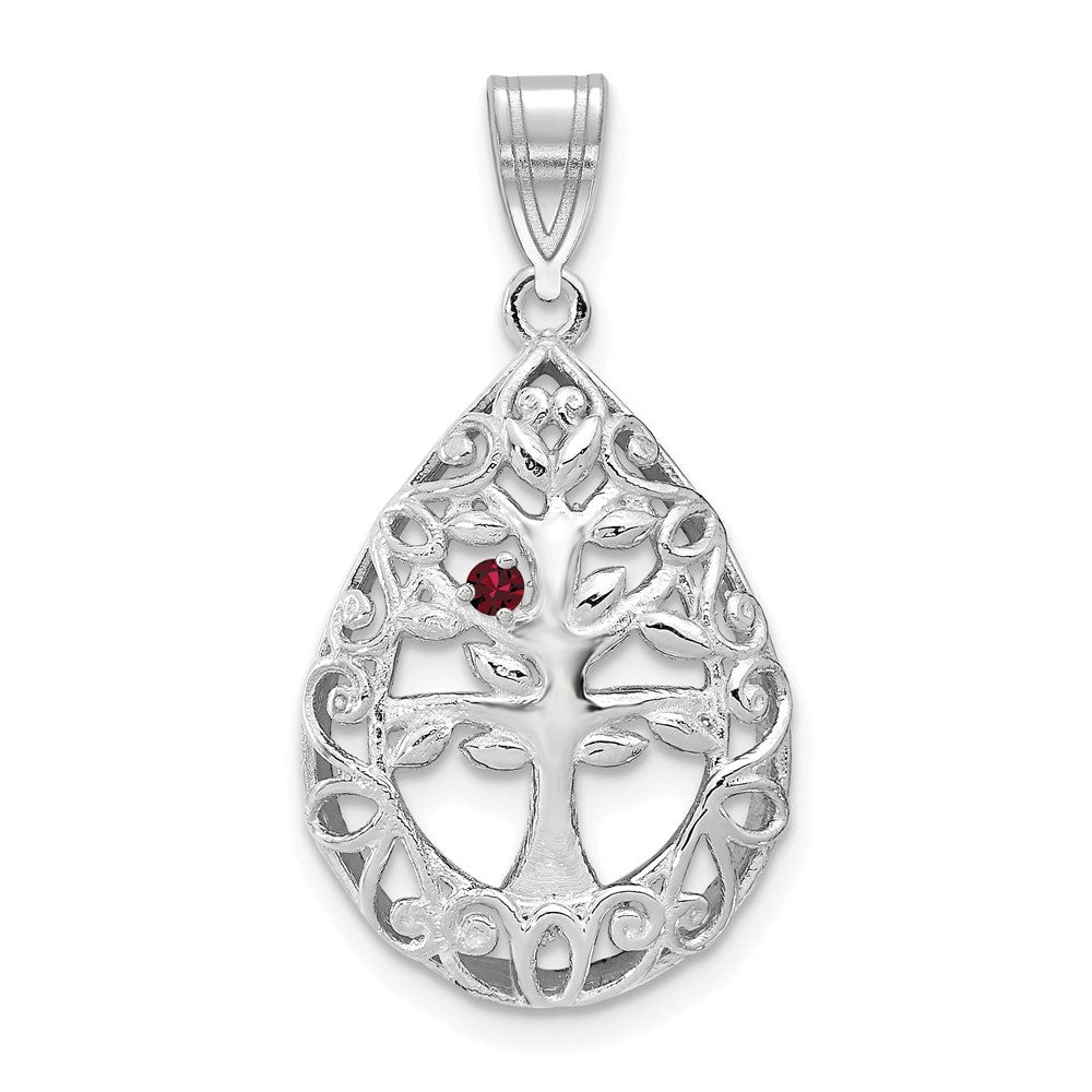 14KW 1 Birthstone Tree of Life Tear Drop Pendant
