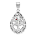 14KW 1 Birthstone Tree of Life Tear Drop Pendant