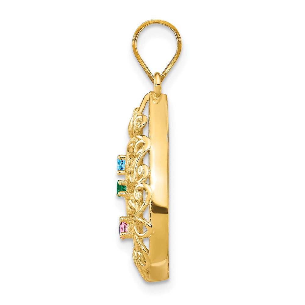 14KY 4 Birthstone Tree of Life Tear Drop Pendant