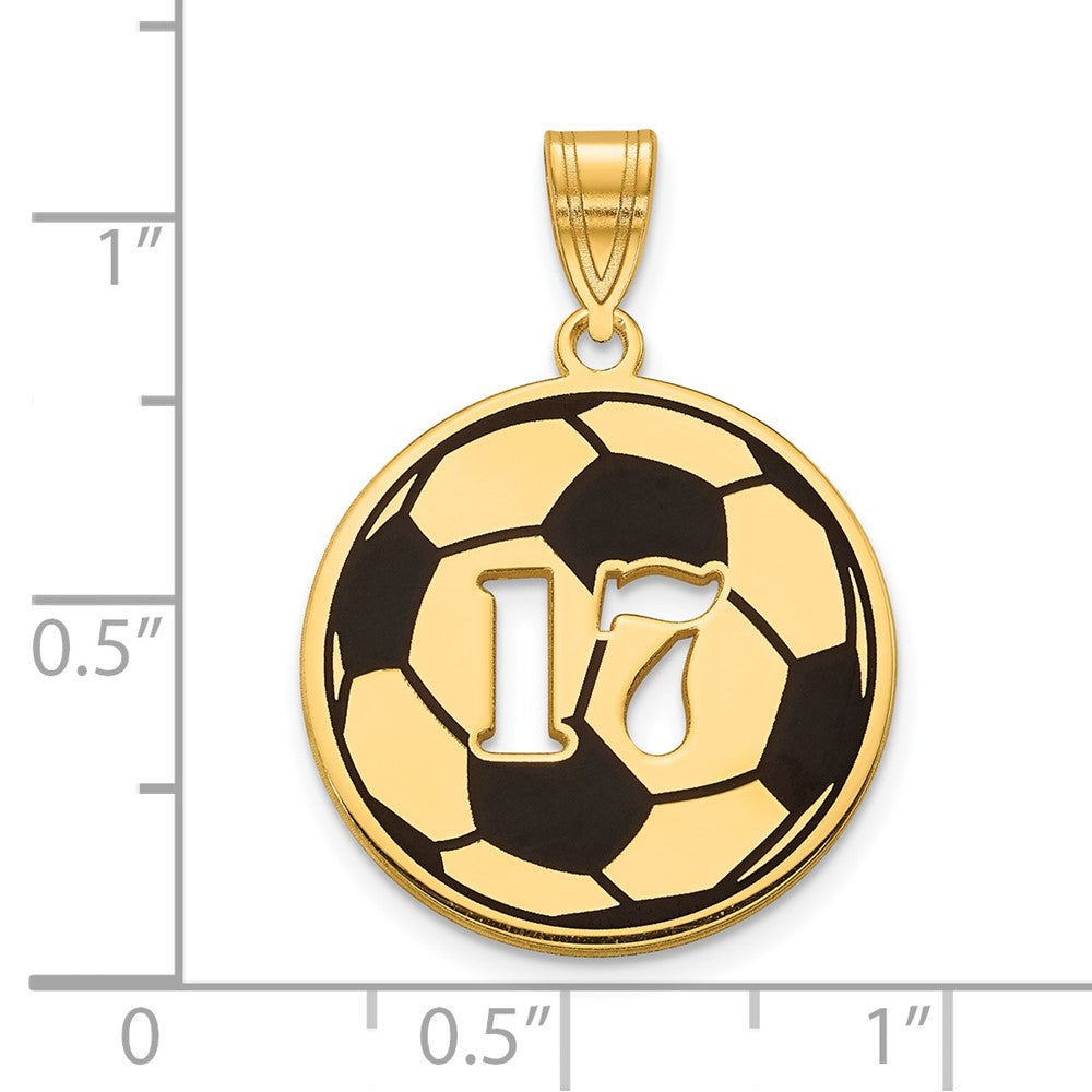 14k Yellow Gold Epoxy Soccer Ball with Cut-out Number Pendant