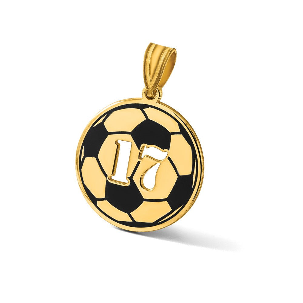 SS/Gold-plod Epoxy Soccer Ball with Cut-out Number Pendant