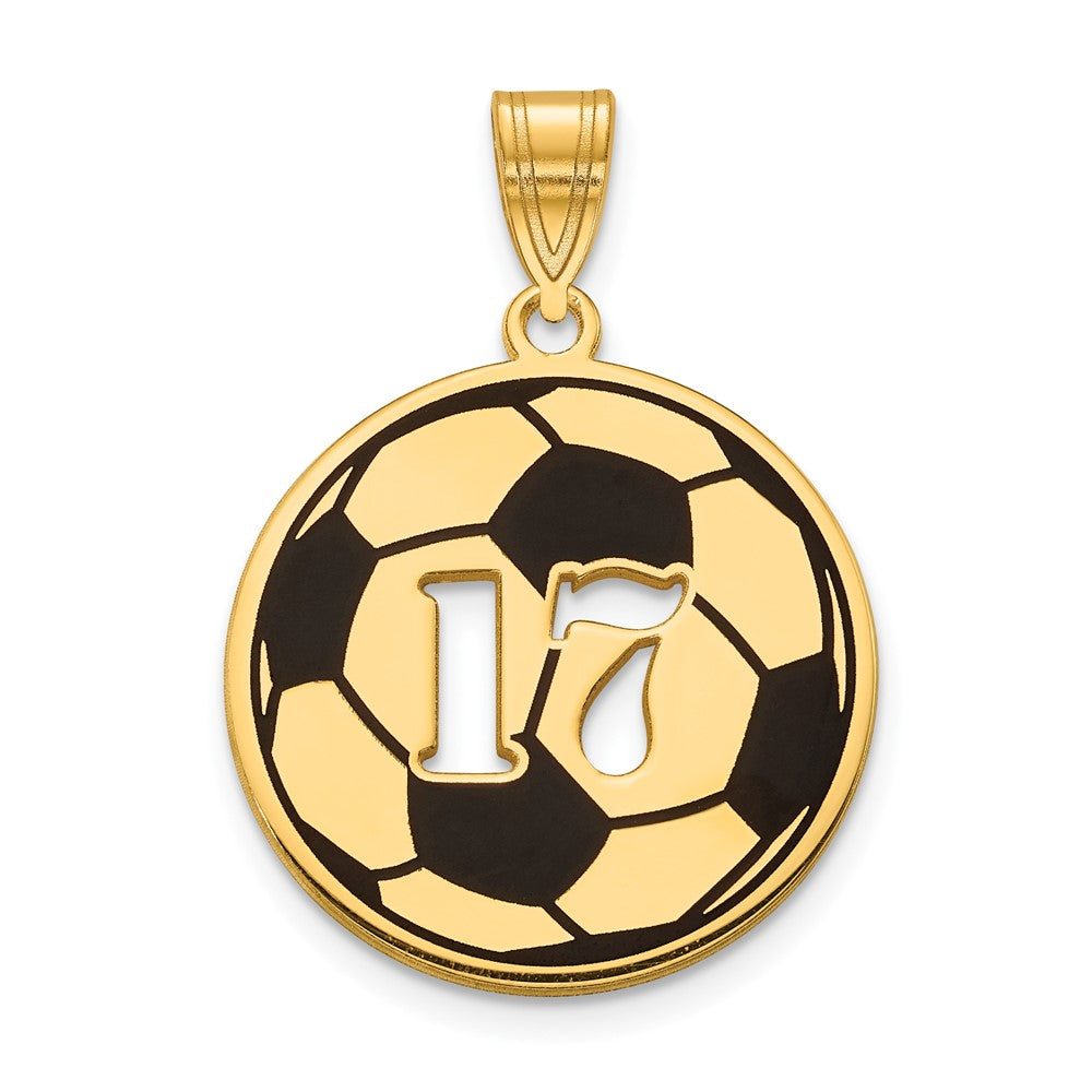 SS/Gold-plod Epoxy Soccer Ball with Cut-out Number Pendant