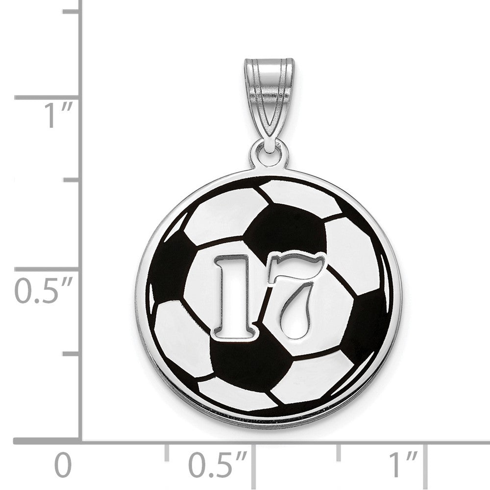 14k White Gold Epoxy Soccer Ball with Cut-out Number Pendant