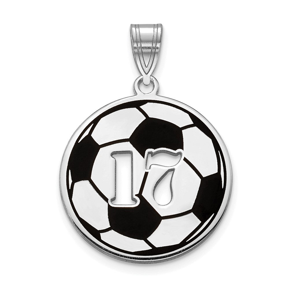 14k White Gold Epoxy Soccer Ball with Cut-out Number Pendant