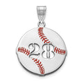 14k White Gold Epoxy Baseball with Cut-out Number Pendant