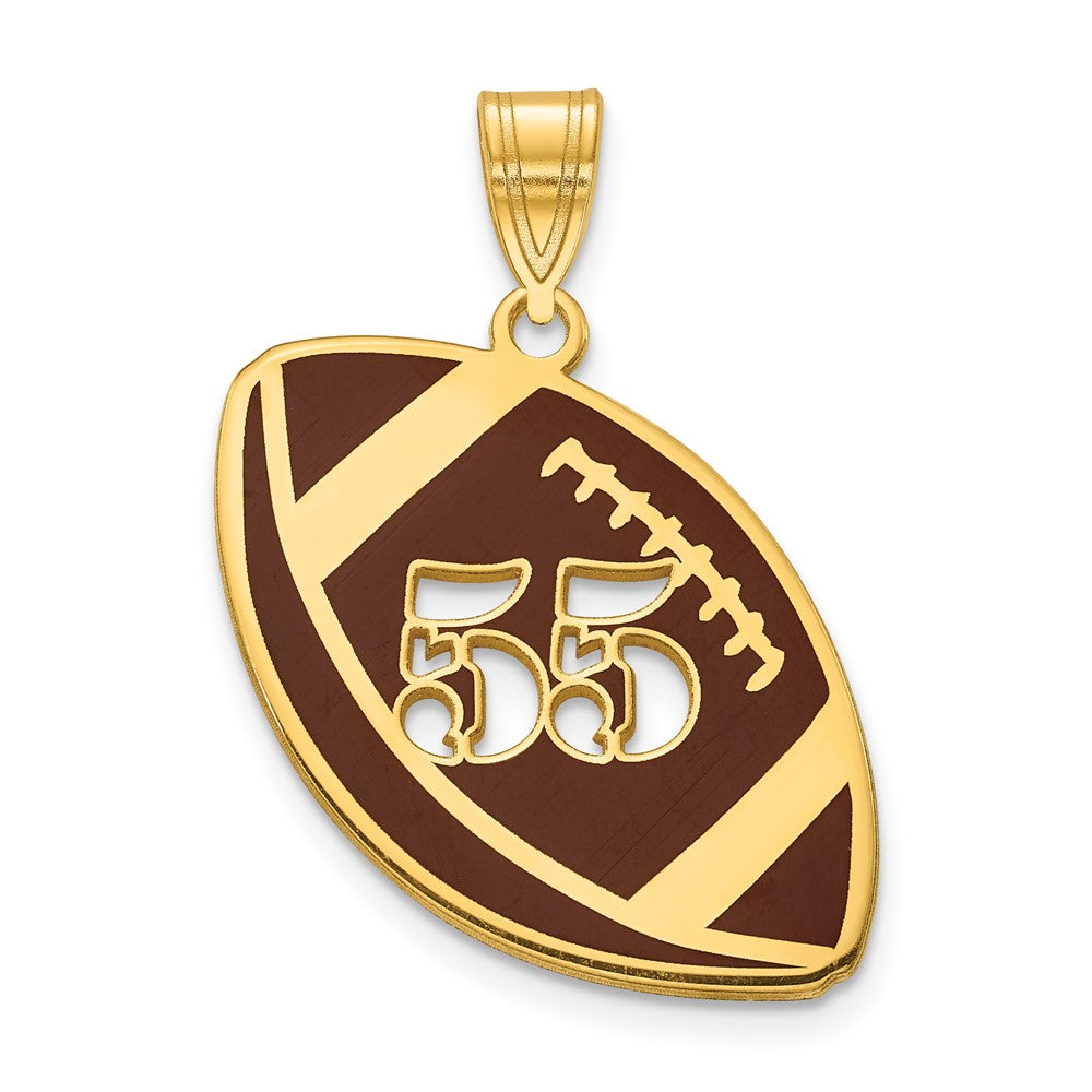 SS/Gold-pltd Epoxy Football with Cut-out Number Pendant