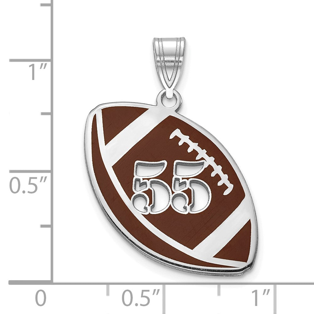 SS/Rhod-pltd Epoxy Football with Cut-out Number Pendant
