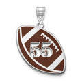 SS/Rhod-pltd Epoxy Football with Cut-out Number Pendant