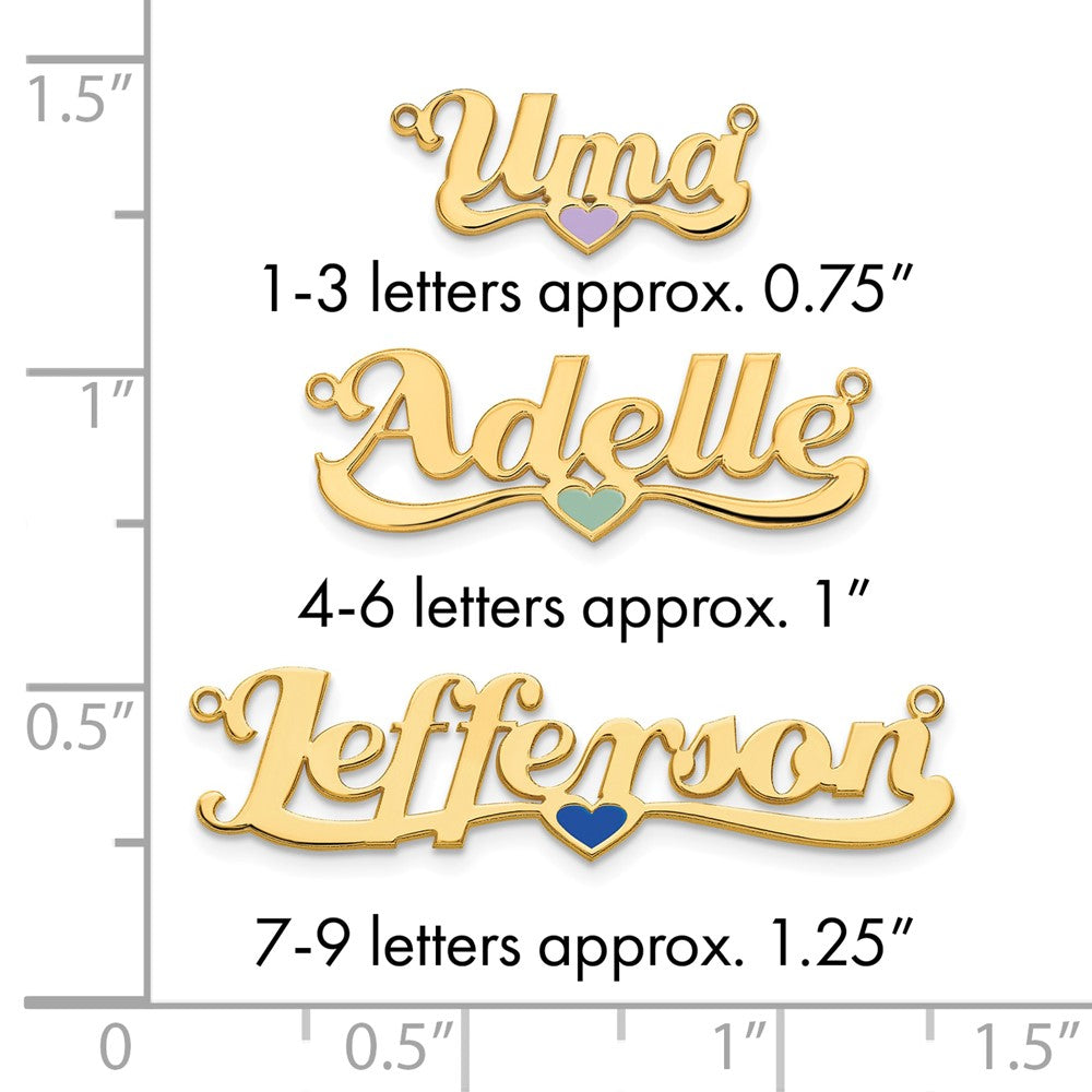 14k Yellow Gold Epoxy Heart Name Plate