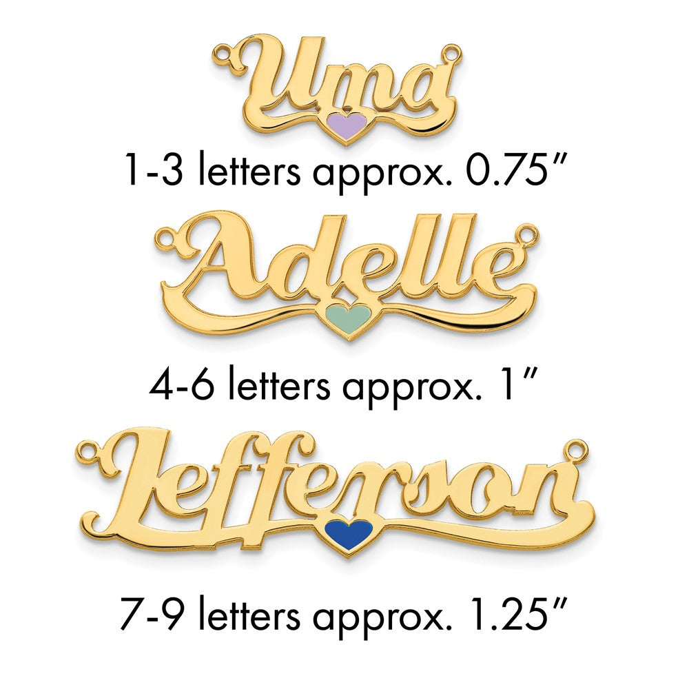 14k Yellow Gold Epoxy Heart Name Plate