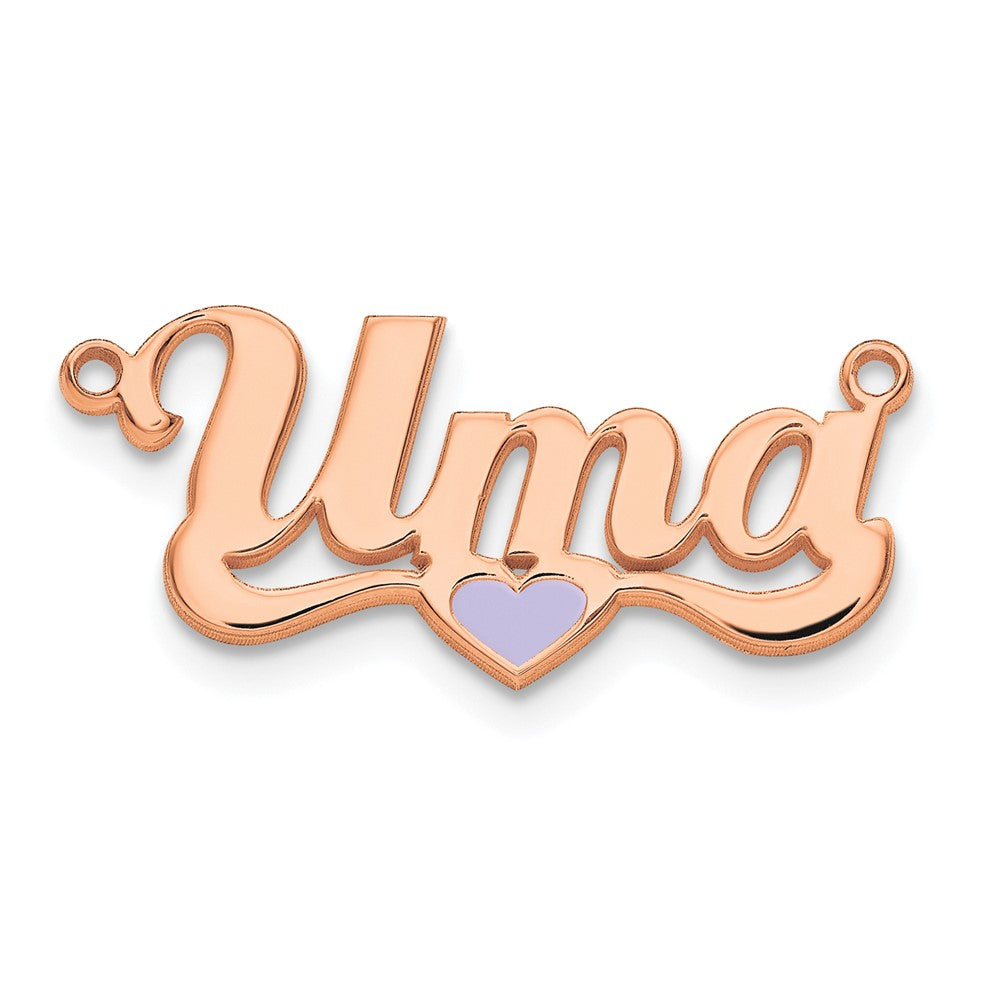 Sterling Silver/Rose-plated Epoxy Heart Name Plate