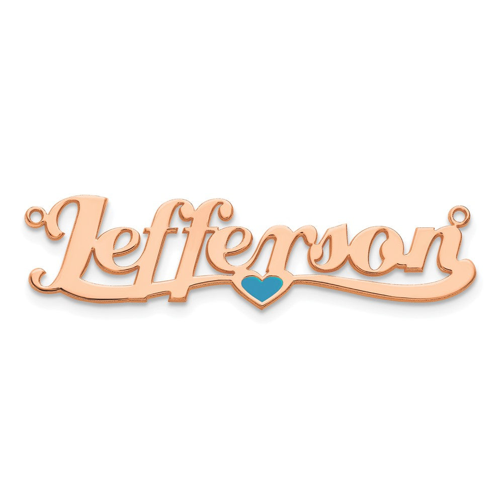 Sterling Silver/Rose-plated Epoxy Heart Name Plate