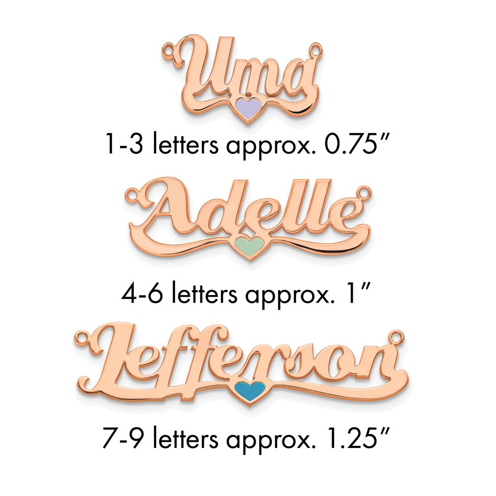 Sterling Silver/Rose-plated Epoxy Heart Name Plate