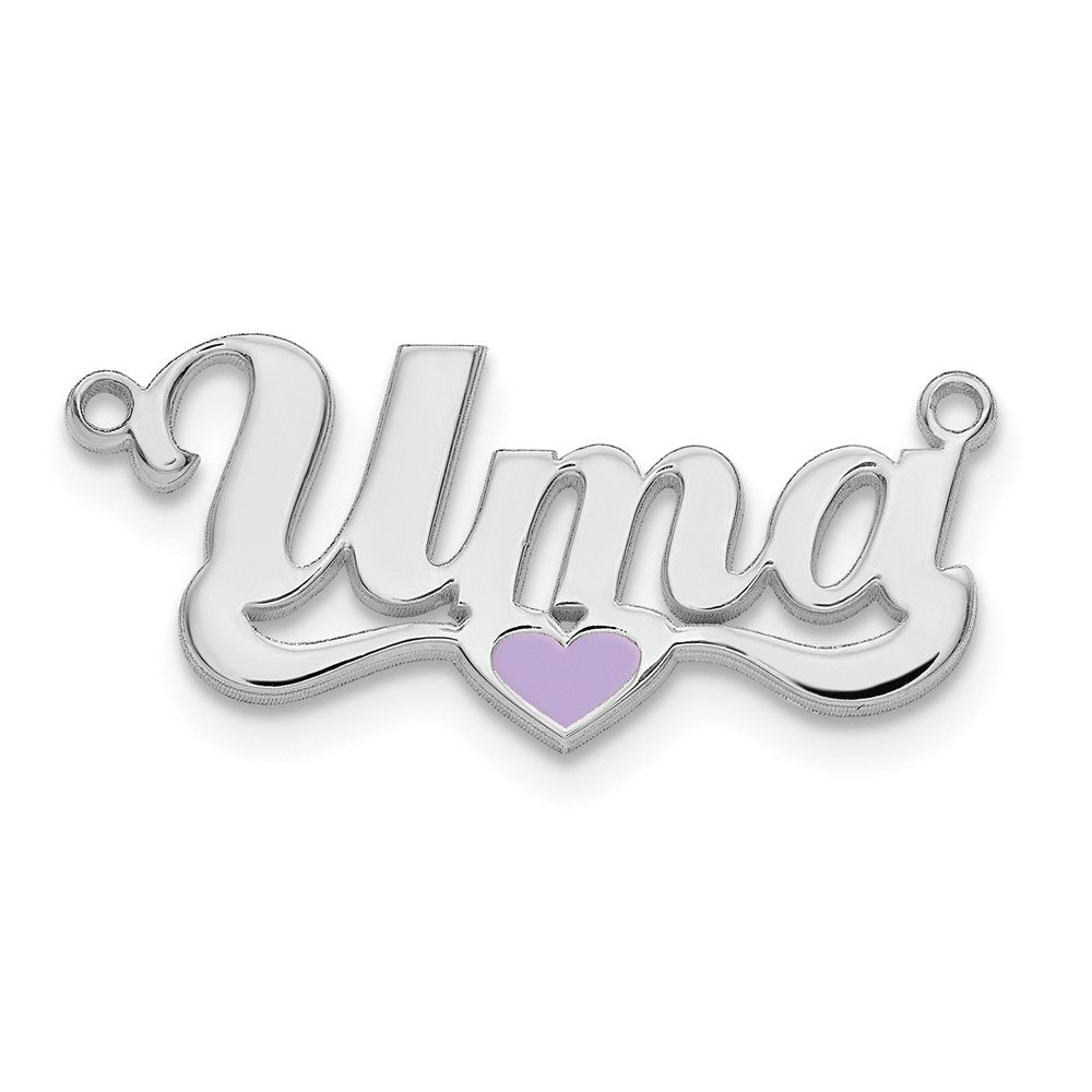 Sterling Silver/Rhodium-plated Epoxy Heart Name Plate