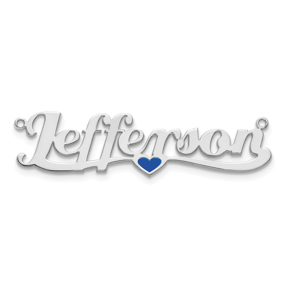 Sterling Silver/Rhodium-plated Epoxy Heart Name Plate
