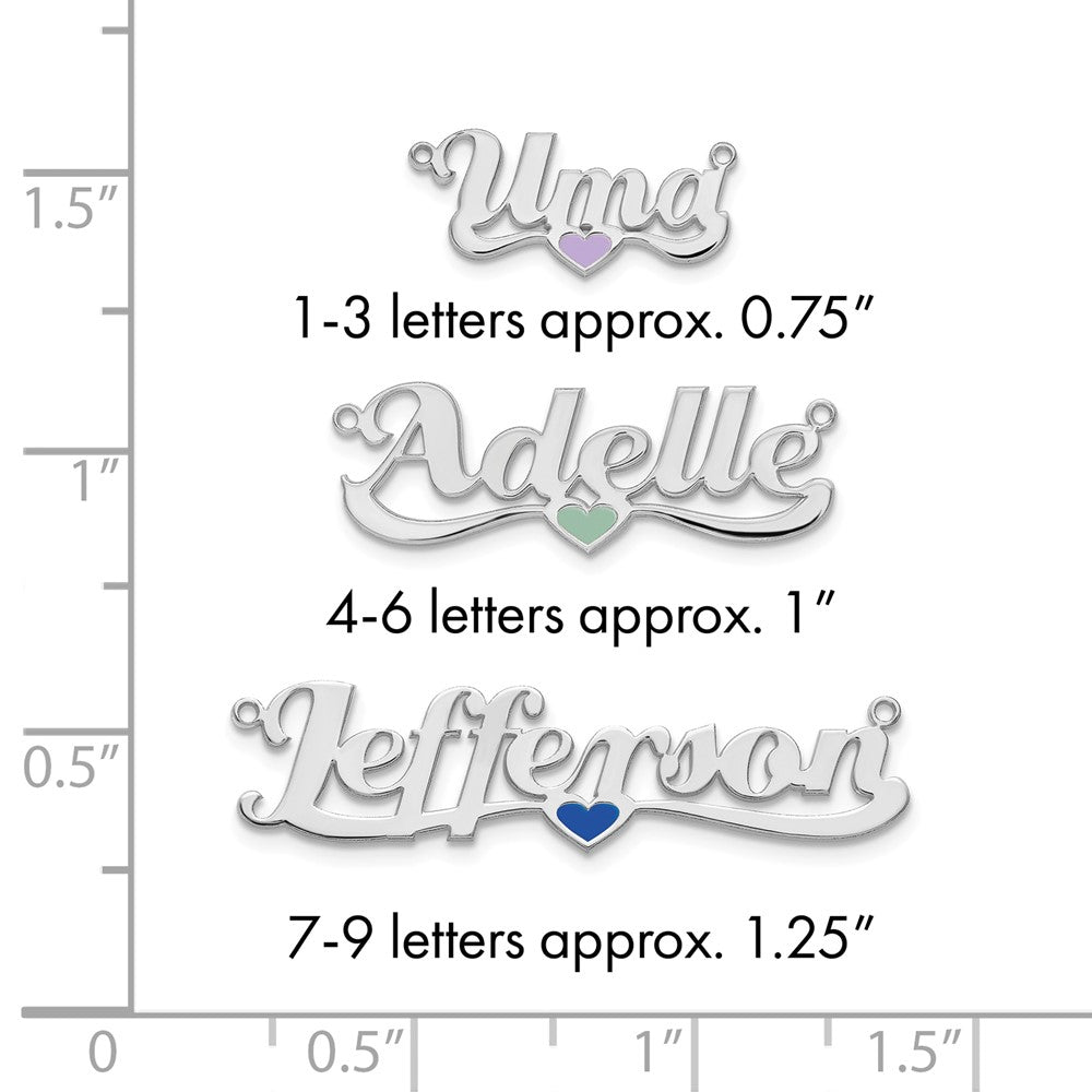 Sterling Silver/Rhodium-plated Epoxy Heart Name Plate